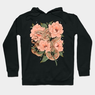 Peaches the Boa constrictor with Peonies Hoodie